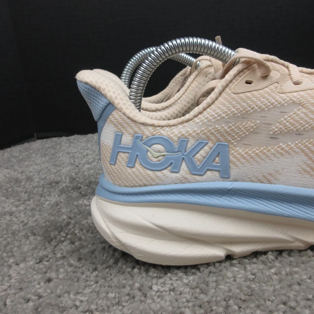 Hoka One One Sneakers Womens Size 9 B US Beige Blue Clifton 9 Shoes Trainers